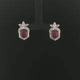 18k White Gold Ruby and 0.80cttw Diamond  Earrings
