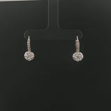 14k White Gold 0.70cttw Cluster Diamond Hoop Huggie Earrings