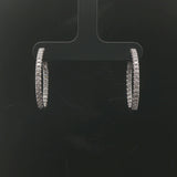 18k White Gold and 1cttw Diamond Inside Out Hoop Earrings 1"