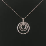 14k White Gold and Diamond Three Circle Articulated Pendant Necklace 16"