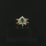14k Yellow Gold Emerald and 0.50cttw Diamond Halo Ring Size 7.5