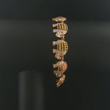 18k Yellow Gold Multi Gemstone and 3.60cttw Diamond Elephant Link Bracelet 7"