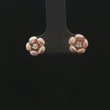 14k Rose Gold and Diamond Floral Stud Earrings