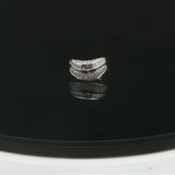 14k White Gold 1.5cttw Round and Baguette Diamond Curved Band Ring Size 7