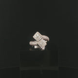 18k White Gold and 0.69cttw Diamond Heavy Crossover Ring Size 7.25