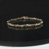 14k Yellow Gold and 1.5cttw Baguette Diamond Link Bracelet 7.25"