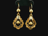 18k Yellow Gold 3.8g Vintage Drop Dangle Ball Earrings Italy 1.5"