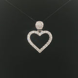 18k White Gold and 2.25cttw Diamond Large Heart Pendant 1.5"