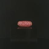 LeVian 18k Yellow Gold and Pave Set Pink Sapphire Bombe Band Ring Size 8