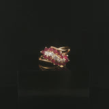 14k Yellow Gold Ruby and Diamond Ladies Vintage Ring Size 9.25