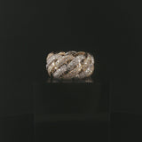 14k Yellow and White Gold 4cttw Diamond Heavy Cuban Link Band Ring Size 8