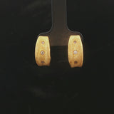 24k Pure Yellow Gold and Diamond 7.4g Solid Brushed Textured Huggie Earrings