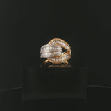 Effy 14k Yellow and White Gold 1cttw Diamond Interlocking Band Ring Size 7.25
