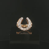 14k Yellow Gold 1.30cttw Diamond Men's Solid Horseshoe Nugget Ring Size 11