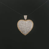 14k Yellow and White Gold 0.50cttw Pave Diamond Vintage Heart Pendant 1.2"