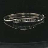 14k White Gold and 1cttw Diamond Solid 20g Heavy Bypass Bangle Bracelet 6.75"