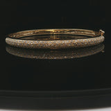 18k Yellow Gold and 1cttw Pave Diamond Solid Bangle Bracelet 6.75"