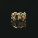 14k Yellow Gold and 0.25cttw Diamond Solid Nugget Ring Size 6