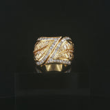 18k Yellow Gold and 1cttw Diamond Solid Heavy Vintage Ring Italy Size 6
