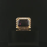 18k Yellow Gold 9.8ct Amethyst and 0.70cttw Diamond Heavy Ring Size 5