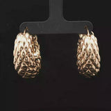 18k Yellow Gold 9.2g Ladies Puffed Quilted Chunky Hoop Earrings 1.2"