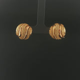 18k Yellow Gold 14.8g Vintage Heavy Fancy Button Stud Earrings Italy