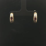 18k Yellow Gold Ruby and Diamond 10g Vintage Hoop Earrings