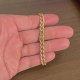 18k Yellow Gold and 4.5cttw Diamond Solid Ladies Curb Link Bracelet 7"