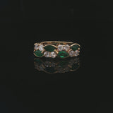 18k Yellow Gold Emerald and Diamond Band Ring Size 5