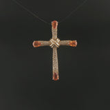 14k Yellow Gold Citrine and 0.25cttw Diamond Cross Pendant 1.5"