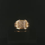 14k Yellow Gold and Diamond 7g Men's Fancy Ring Size 10.25