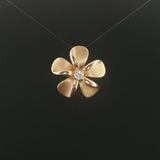 14k Yellow Gold and 0.25ct Diamond Plumeria Floral Pendant