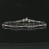 14k White Gold and 1cttw Diamond Station Bar Link Bracelet 7"