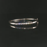 14k White Gold and 1cttw Diamond Solid Bangle Bracelet 6.25"