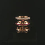 18k Rose Gold 1cttw Diamond and Ruby Unique Three Band Ring Size 8
