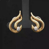 18k Yellow Gold and Diamond 9.3g Ladies Vintage Earclips 1"