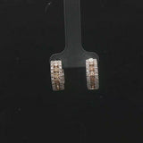 14k White Gold and 1cttw White and Chocolate Diamond Huggie Earrings