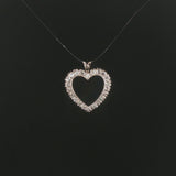 14k White Gold and 0.65cttw Diamond Vintage Heart Pendant