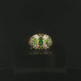 14k Yellow Gold Tsavorite and Diamond Ladies Ring Size 7