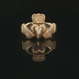 14k Yellow Gold and 0.07ct Diamond Solid Claddagh Ring Size 10