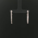 14k White Gold and 1.50cttw Diamond Inside Out Oval Hoop Earrings 1.25"