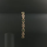 14k Yellow Gold Emerald and 1cttw Diamond Floral X Link Bracelet 7"