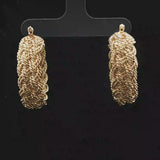 18k Yellow Gold 22g Solid Heavy Braided Rope Hoop Earrings 1.25"