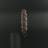 14k White Gold Pink Sapphire and Black Diamond Solid Bangle Bracelet 7"