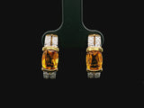 18k Yellow Gold Citrine and Diamond Huggie Earrings