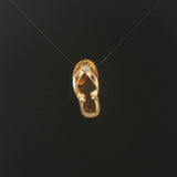 18k Yellow Gold and Diamond Polished Sandal Slide Pendant 1"