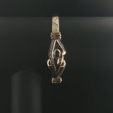 14k Yellow Gold 17.5g Cabochon Sapphire and Diamond Bangle Bracelet 7"