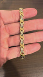 14k Yellow and White Gold 1cttw Diamond Solid 24.5g X Link Bracelet 7.25"
