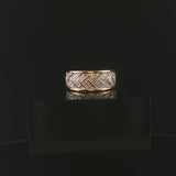 14k Yellow Gold and 0.15cttw Diamond Fancy Small Band Ring Size 6