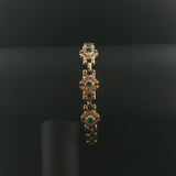 14k Yellow Gold Emerald and Diamond 16g Ladies Panther Link Bracelet 7.25"